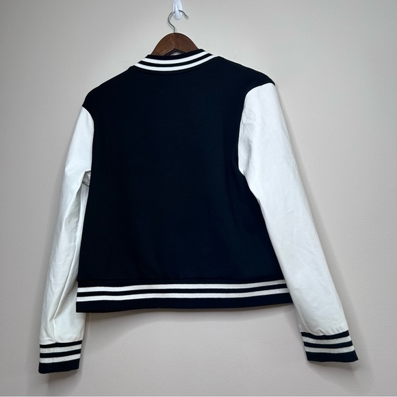 Varsity Letterman Jacket Bomber Snap Up Black and White Mossimo Large - Picture 7 of 8
